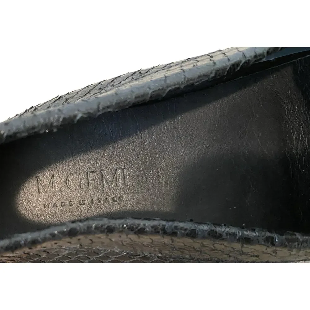 M Gemi The Felize Moccasin Loafer Sz 40 US 9 Black Snake Preppy Designer‎ Italy